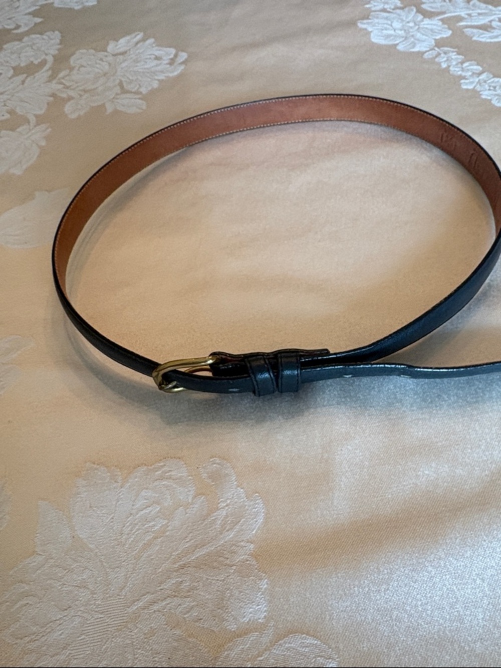 Classic dark blue Lands’ End leather belt. 32” waist. 3/4 wide